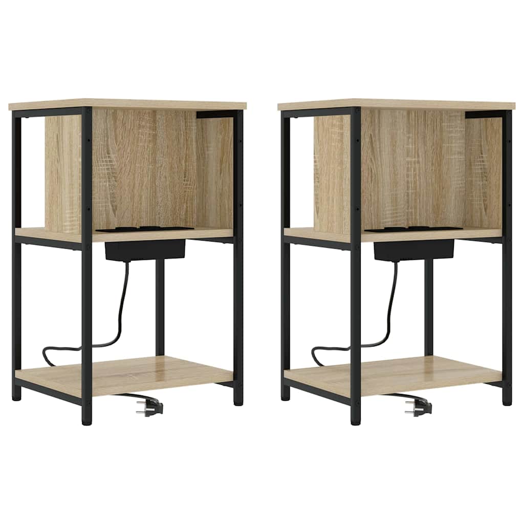 Noptiera 2 pcs stejar sonoma 38 x 31 x 61 cm — imaginea 2