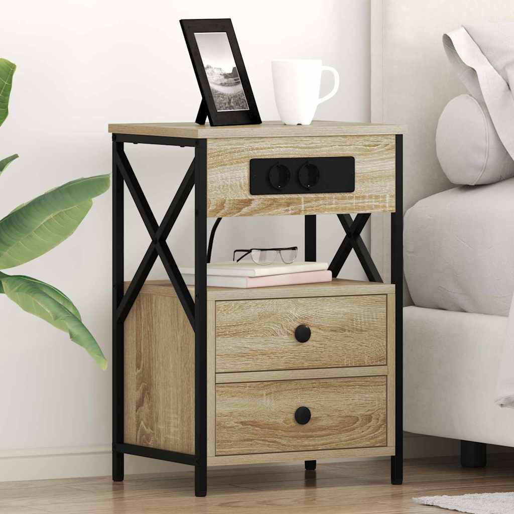 Noptiera cu sertar 2 pcs stejar sonoma 40 x 31 x 60 cm — imaginea 3