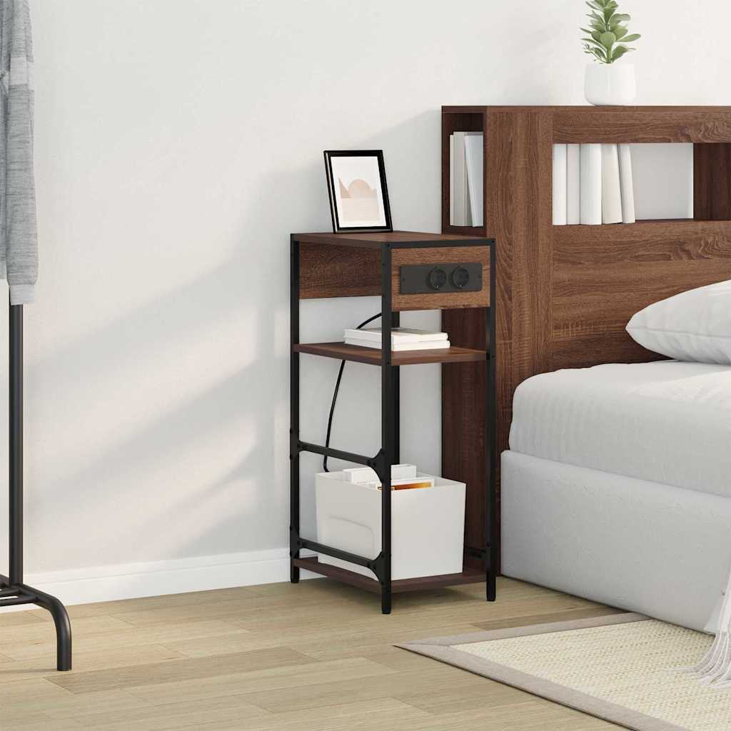 Noptiera stejar brun 40 x 27 x 76 cm Lemn compozit — imaginea 4