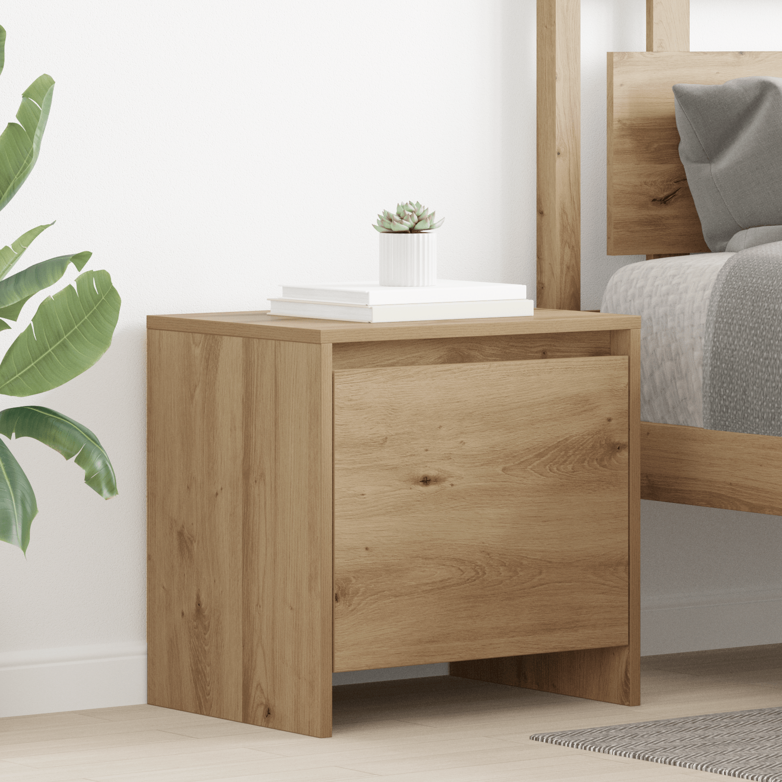Noptiera stejar artizanal 45 x 34 x 44.5 cm — imaginea 2
