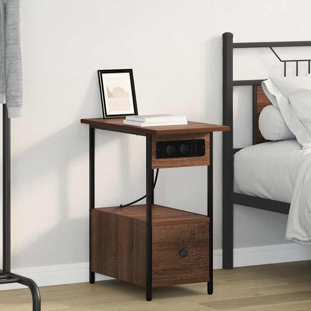 Noptiera stejar brun 60 x 30 x 61 cm Lemn compozit — imaginea 2
