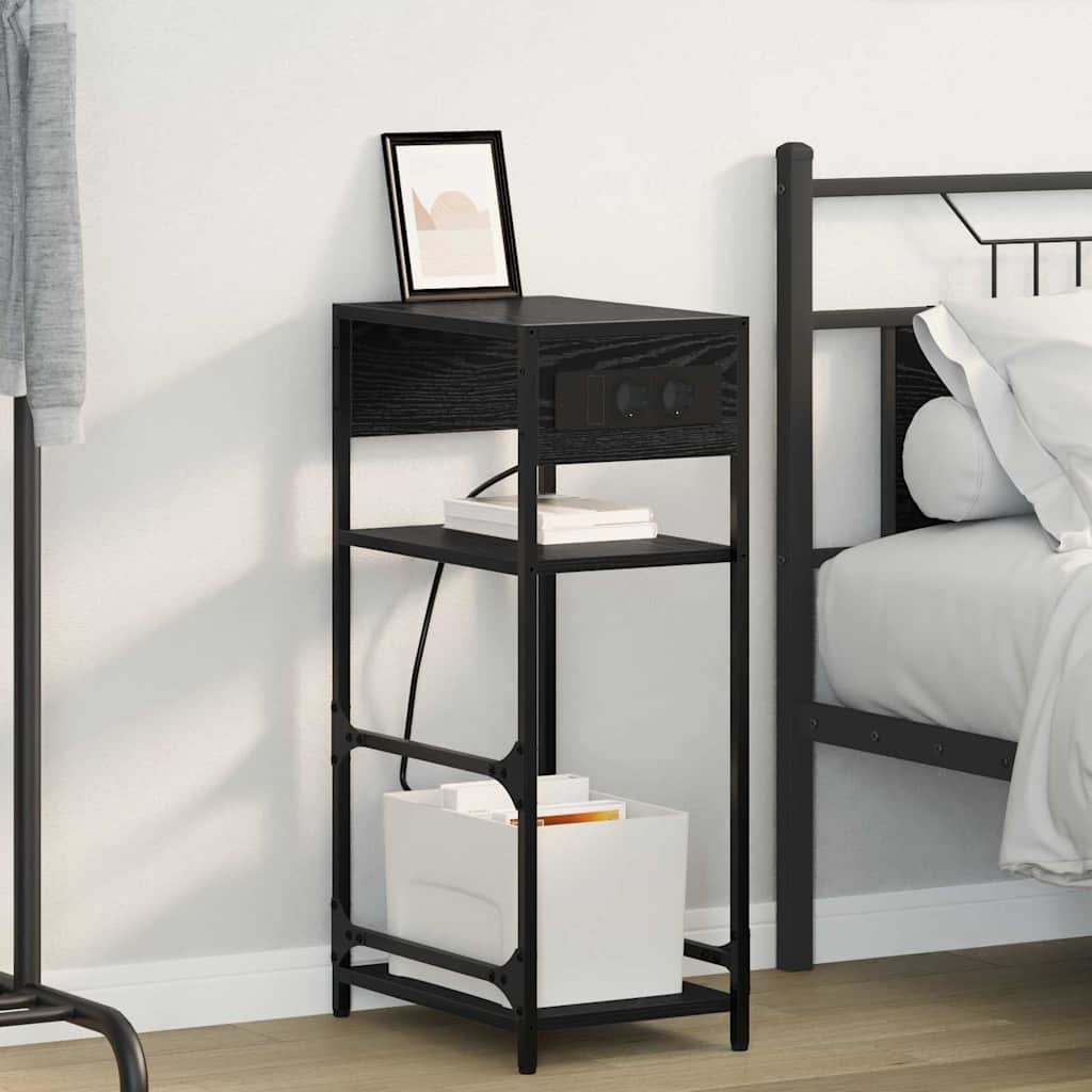 Noptiera stejar negru 40 x 27 x 76 cm Lemn compozit — imaginea 2