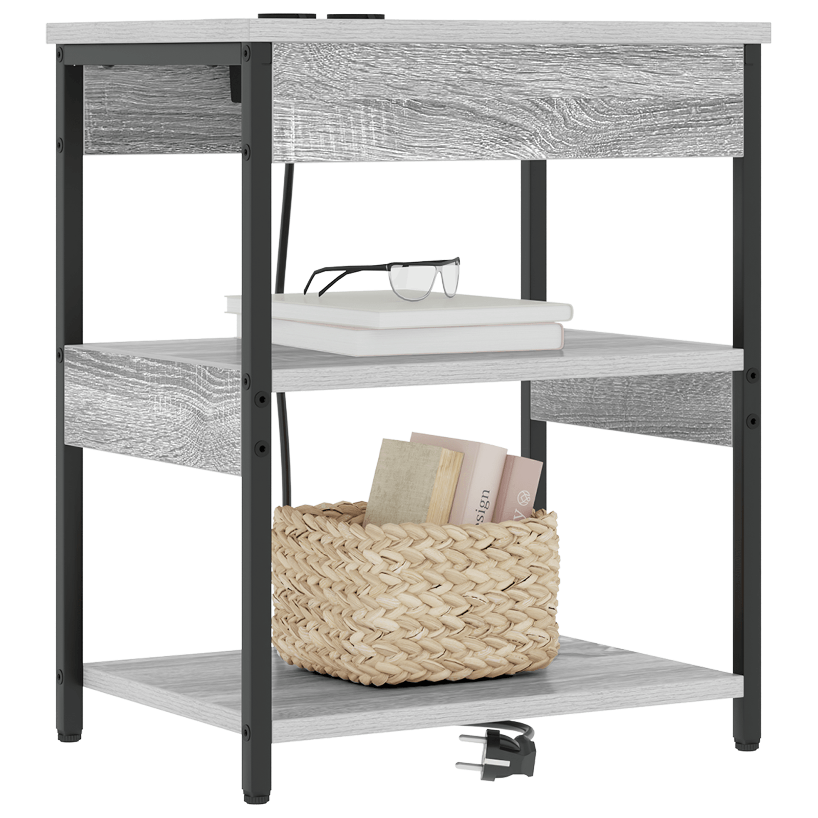Noptiera sonoma gri 41 x 31 x 51 cm Lemn compozit — imaginea 3