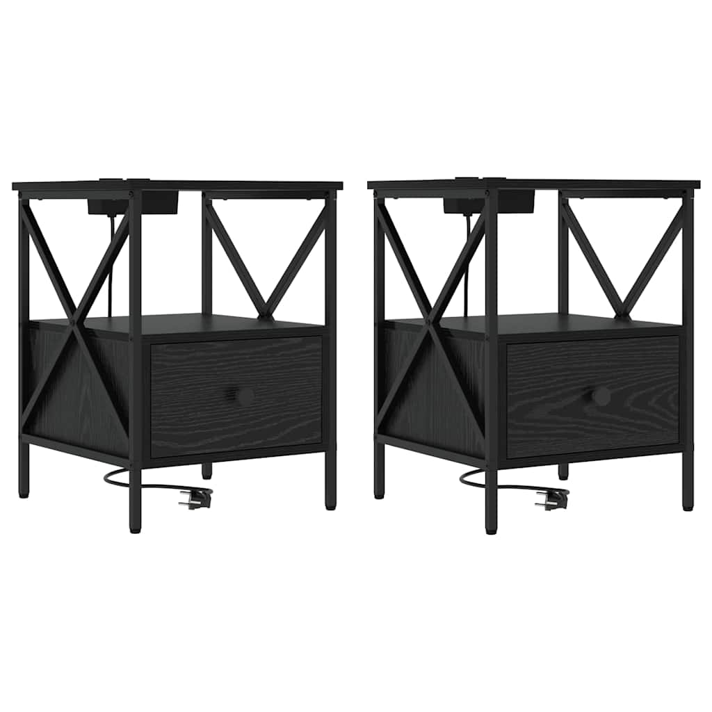 Noptiera 2 pcs stejar negru 41.5 x 40.5 x 55 cm — imaginea 2