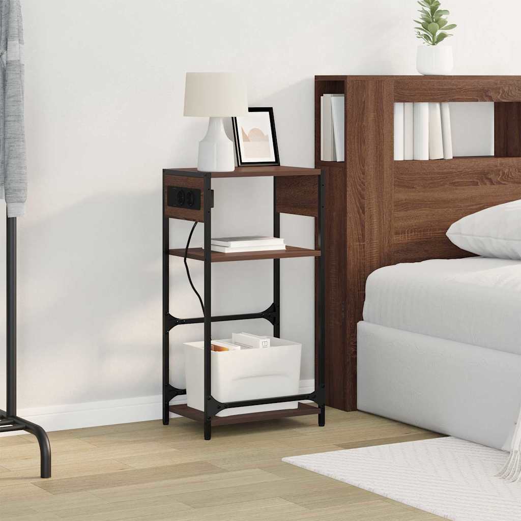 Noptiera stejar brun 40 x 27 x 76 cm Lemn compozit — imaginea 5