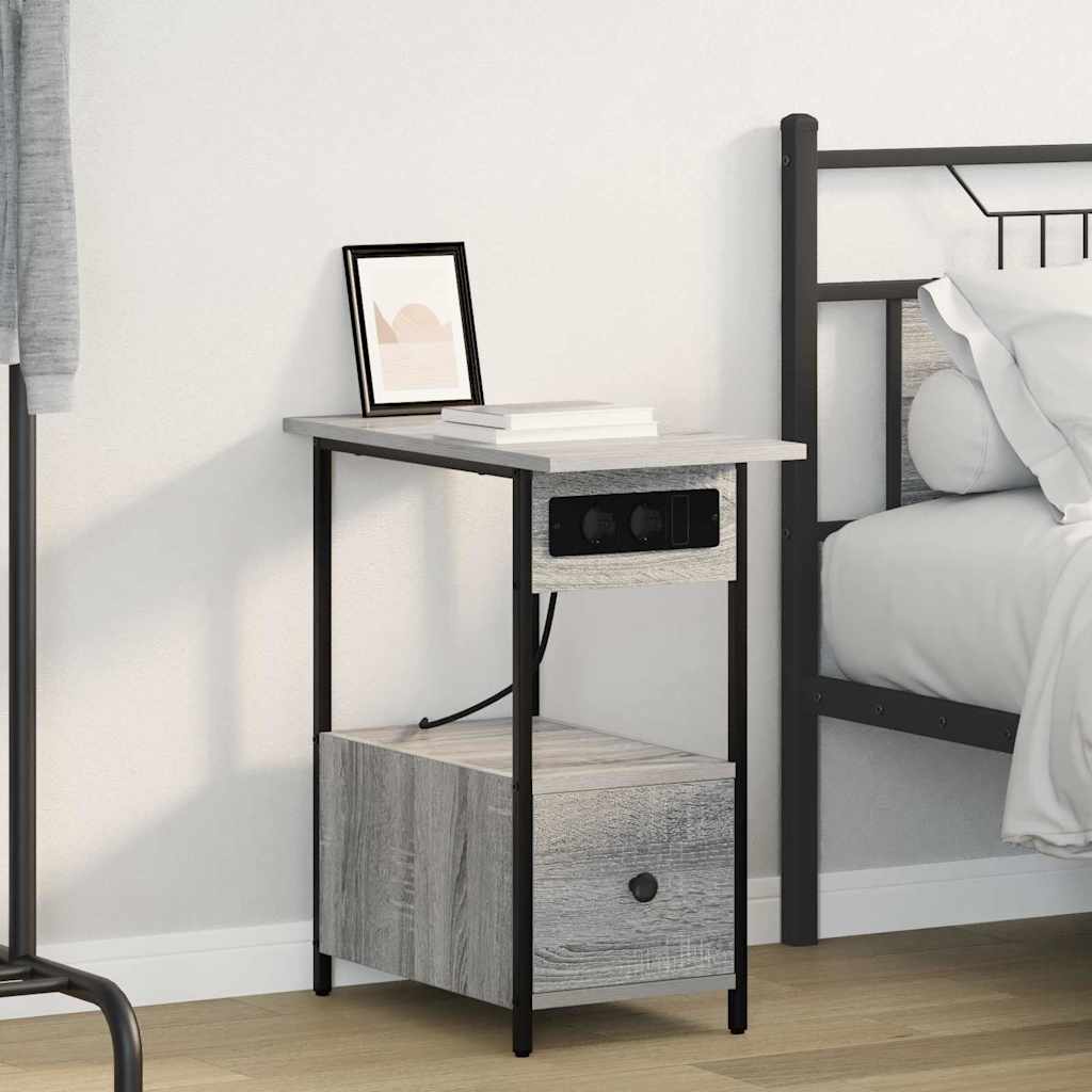 Noptiera sonoma gri 60 x 30 x 61 cm Lemn compozit — imaginea 2