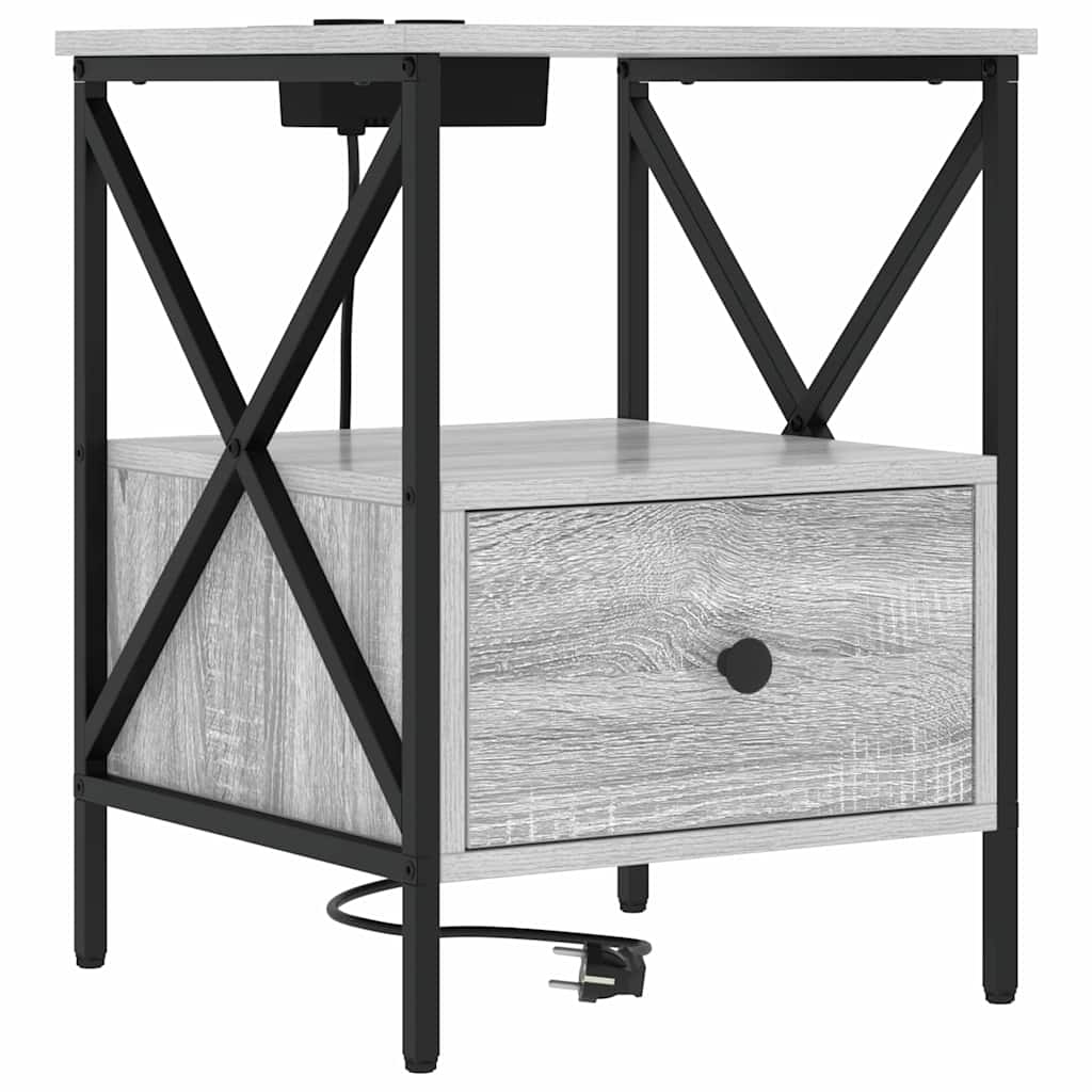 Noptiera cu sertar 2 pcs sonoma gri 41.5 x 40.5 x 55 cm — imaginea 5