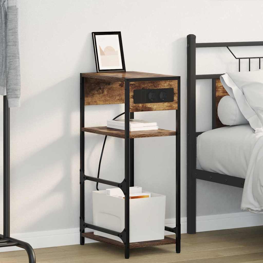 Noptiera stejar afumat 40 x 27 x 76 cm Lemn compozit — imaginea 2