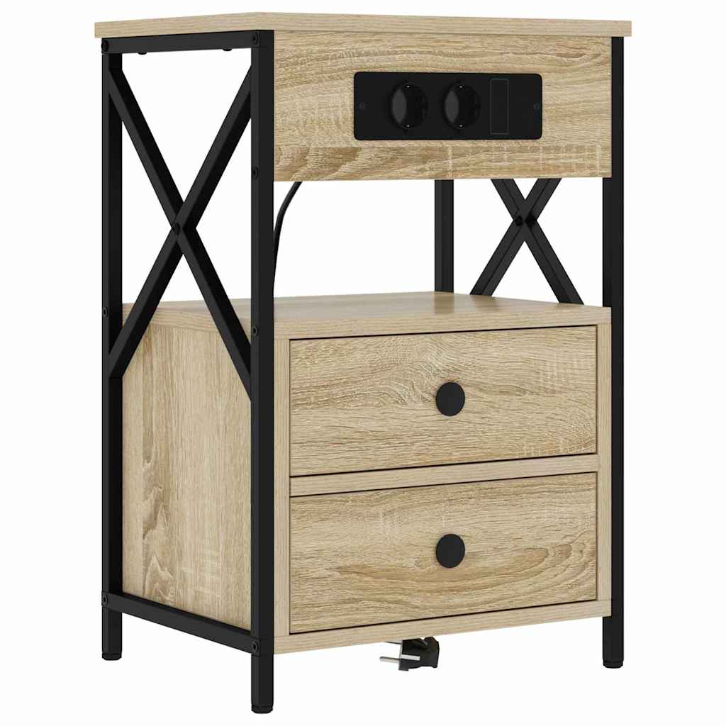 Noptiera cu sertar 2 pcs stejar sonoma 40 x 31 x 60 cm — imaginea 5