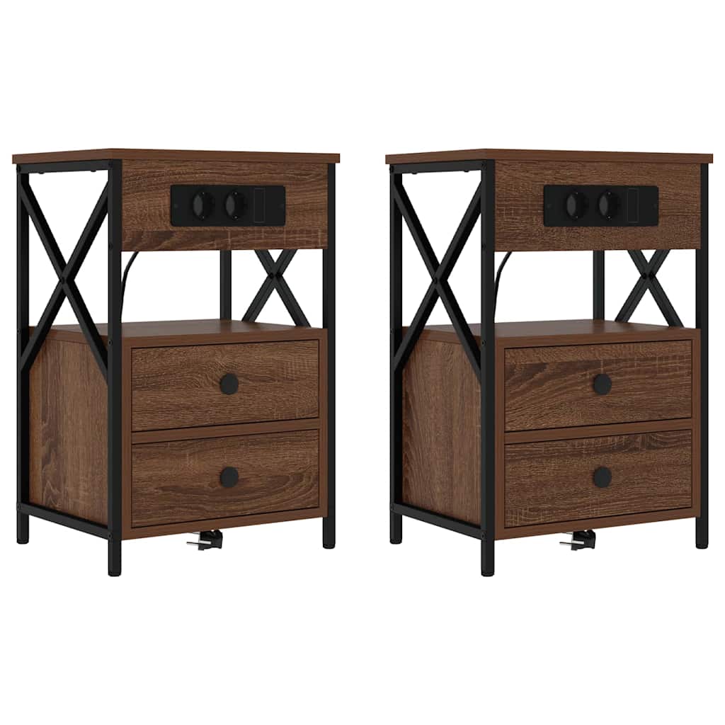 Noptiera 2 pcs stejar brun 40 x 31 x 60 cm Lemn compozit — imaginea 2