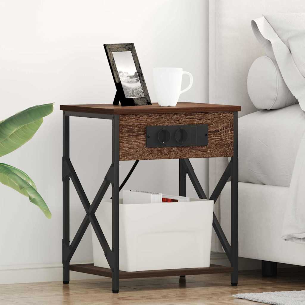 Noptiera stejar brun 41 x 31 x 51 cm Lemn compozit — imaginea 2