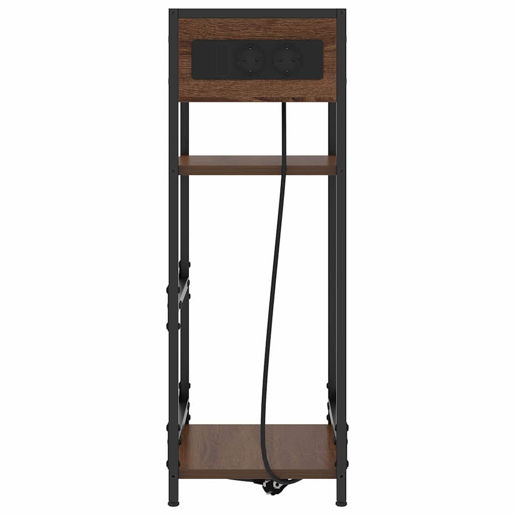 Noptiera stejar brun 40 x 27 x 76 cm Lemn compozit — imaginea 6