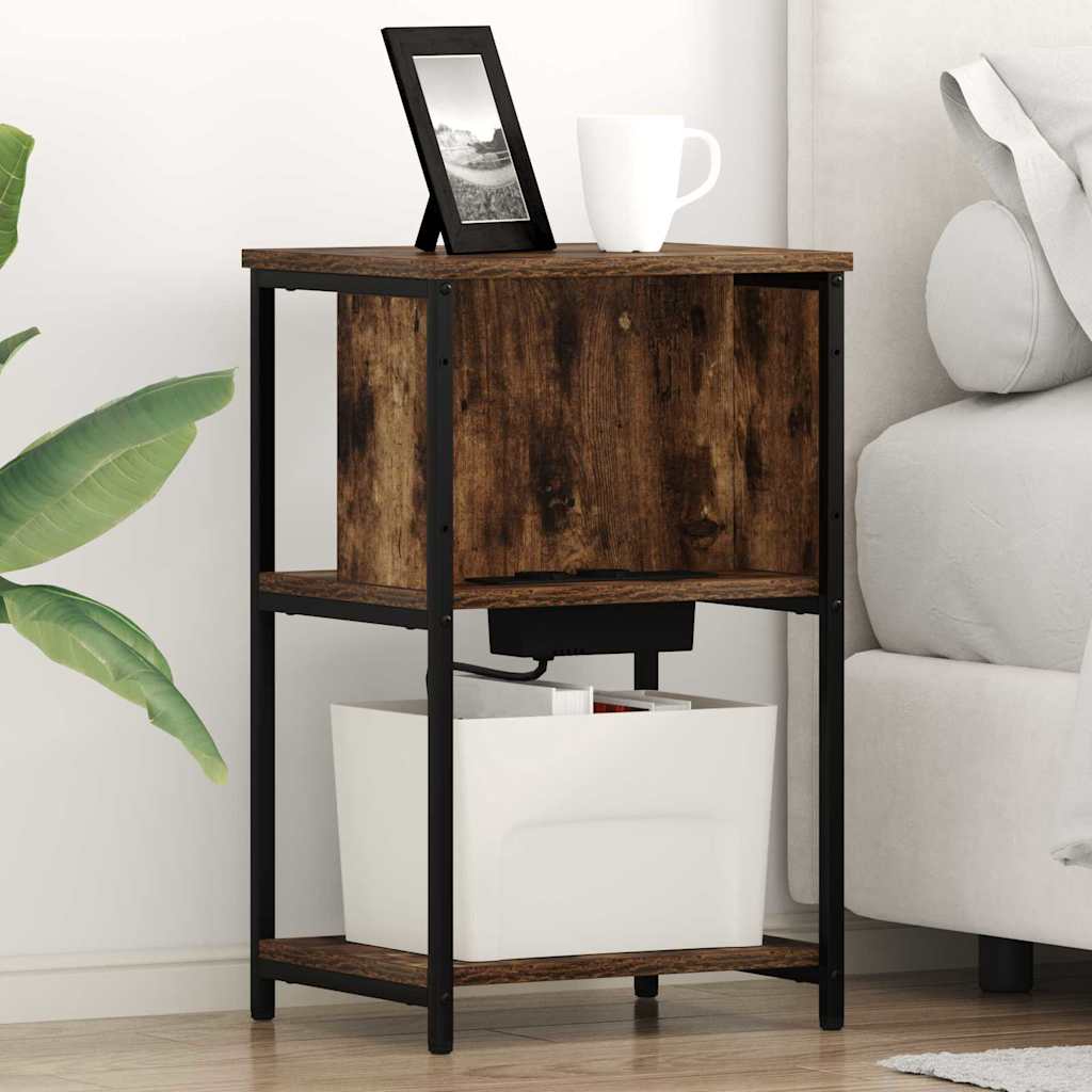 Noptiera 2 pcs stejar afumat 38 x 31 x 61 cm — imaginea 3