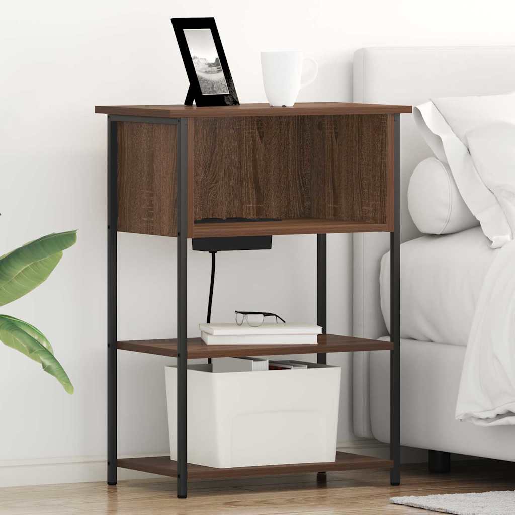 Noptiera stejar brun 55 x 31 x 76 cm Lemn compozit — imaginea 2