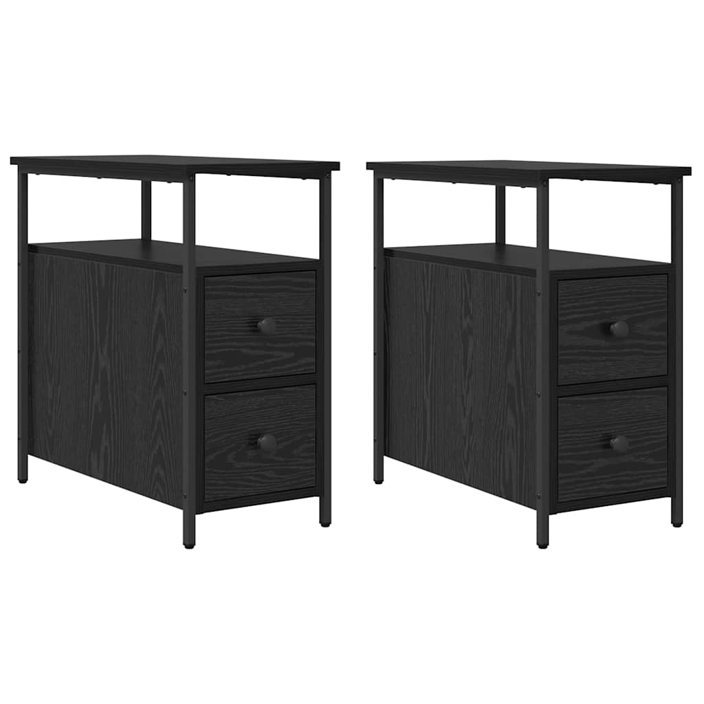 Noptiera cu sertar 2 pcs stejar negru 30 x 60 x 60 cm — imaginea 2