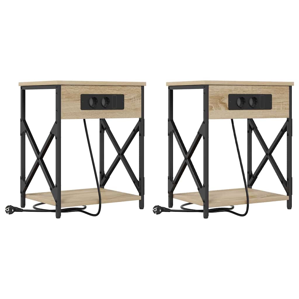 Noptiera cu sertar 2 pcs stejar sonoma 41 x 31 x 51 cm — imaginea 2