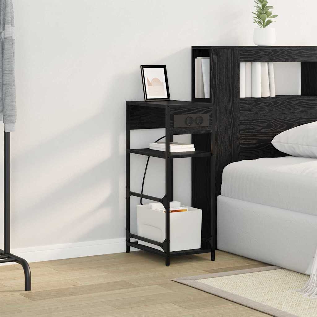 Noptiera stejar negru 40 x 27 x 76 cm Lemn compozit — imaginea 4