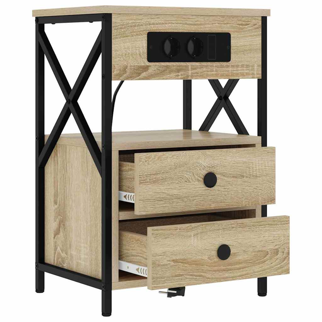 Noptiera cu sertar 2 pcs stejar sonoma 40 x 31 x 60 cm — imaginea 6