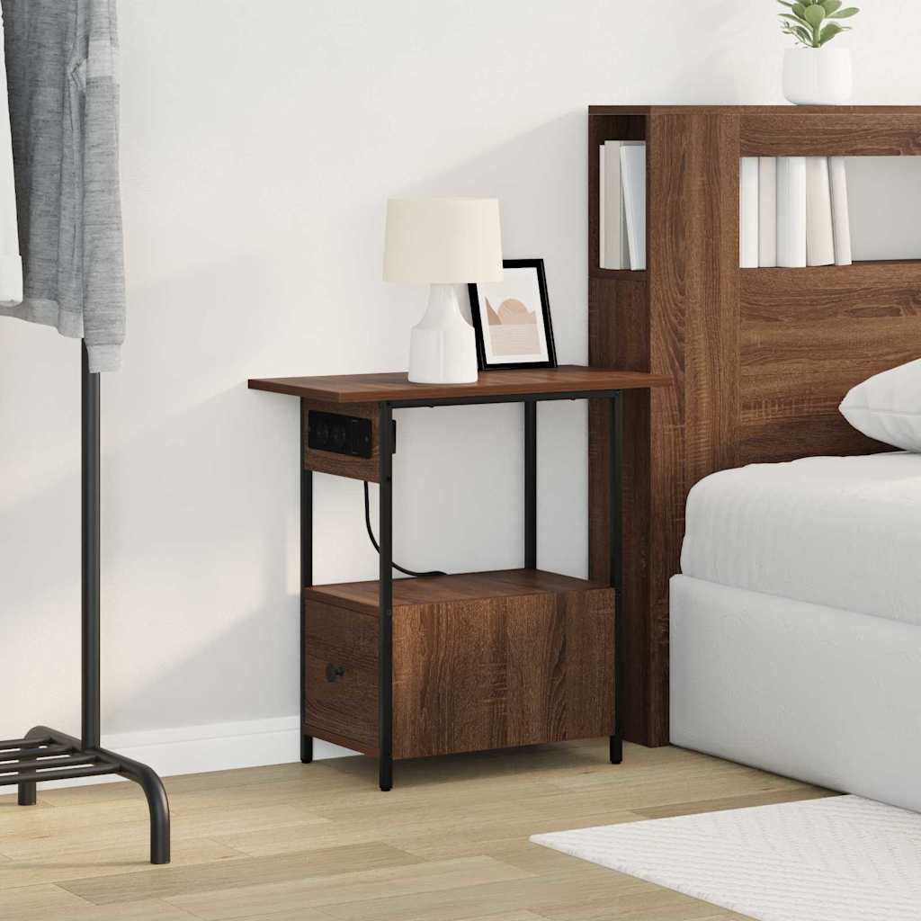 Noptiera stejar brun 60 x 30 x 61 cm Lemn compozit — imaginea 5