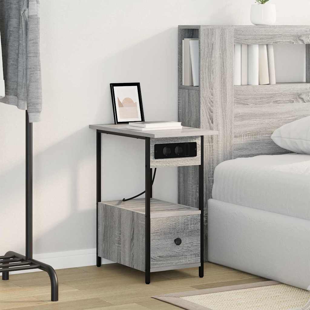 Noptiera sonoma gri 60 x 30 x 61 cm Lemn compozit — imaginea 4
