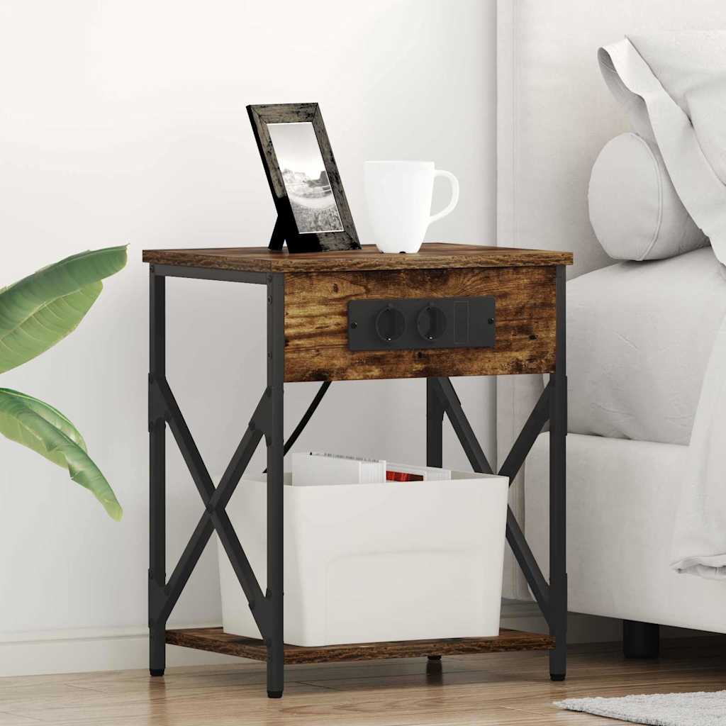 Noptiera stejar afumat 41 x 31 x 51 cm Lemn compozit — imaginea 2