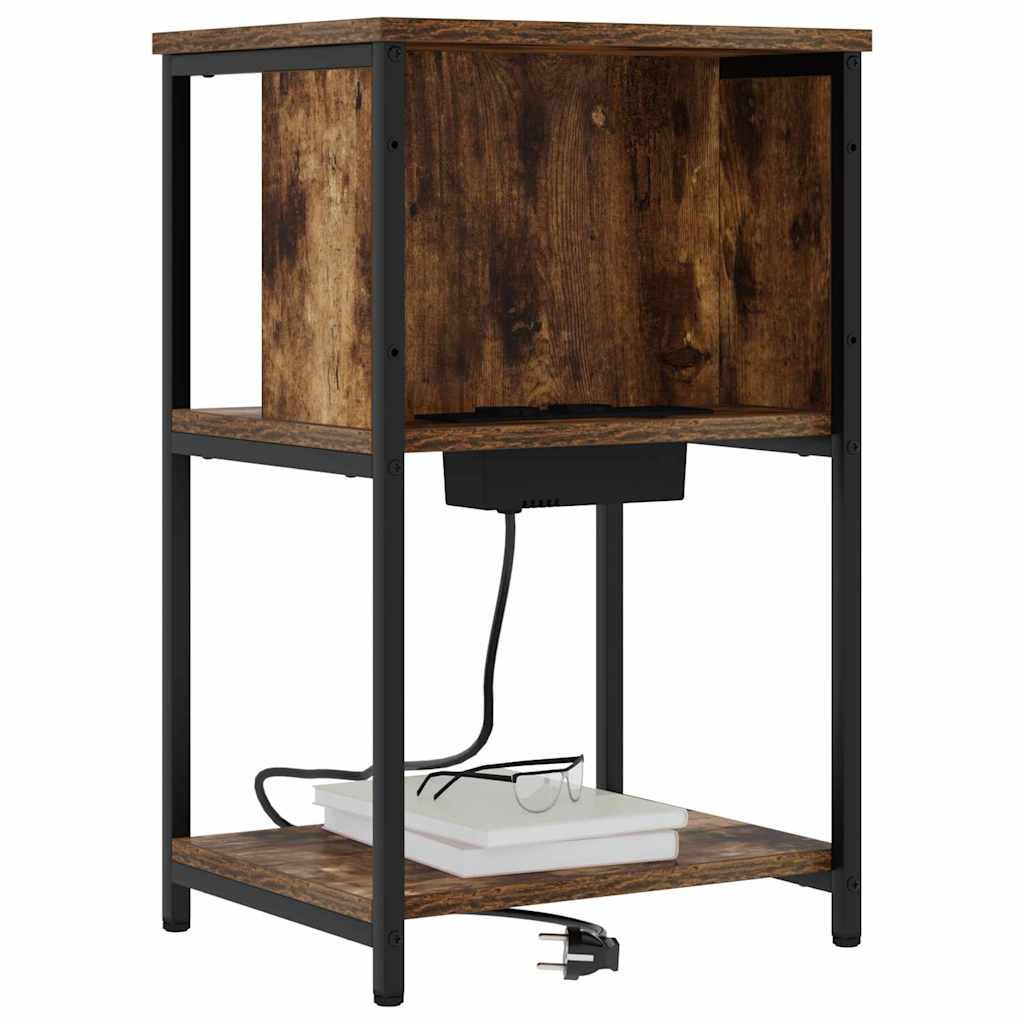Noptiera stejar afumat 38 x 31 x 61 cm Lemn compozit — imaginea 3