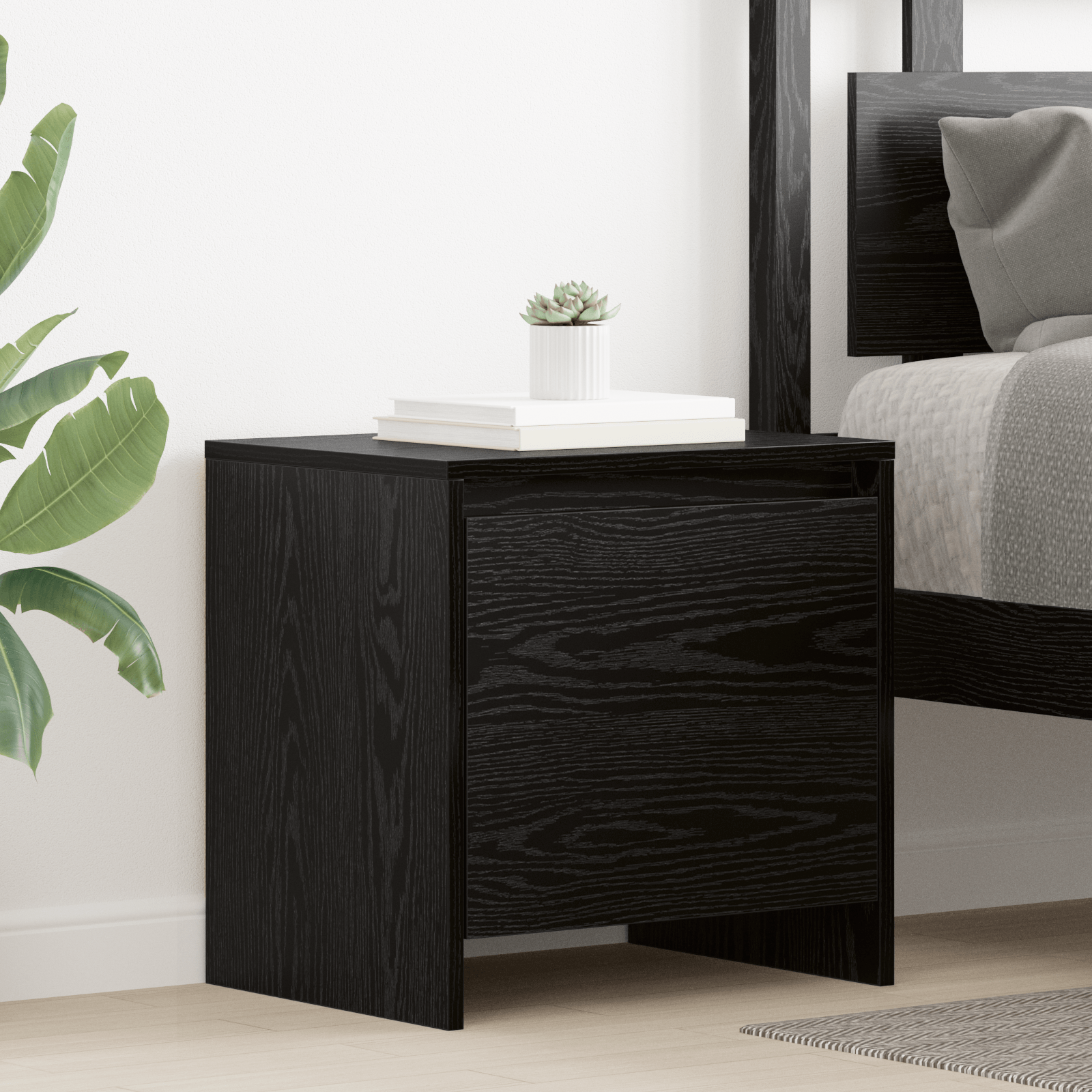 Noptiera stejar negru 45 x 34 x 44.5 cm Lemn compozit — imaginea 2