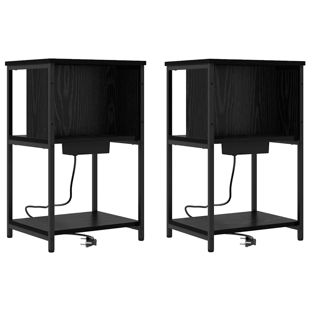 Noptiera 2 pcs stejar negru 38 x 31 x 61 cm — imaginea 2