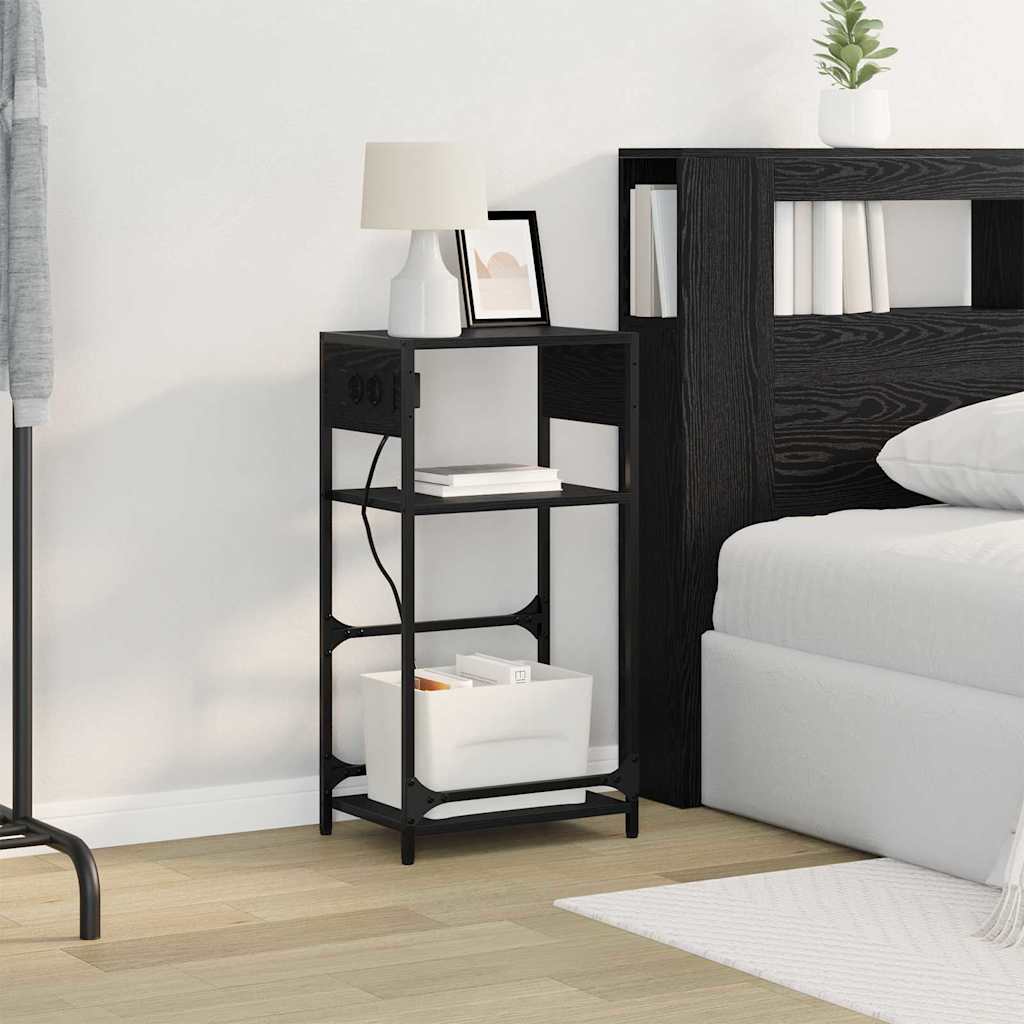 Noptiera stejar negru 40 x 27 x 76 cm Lemn compozit — imaginea 5