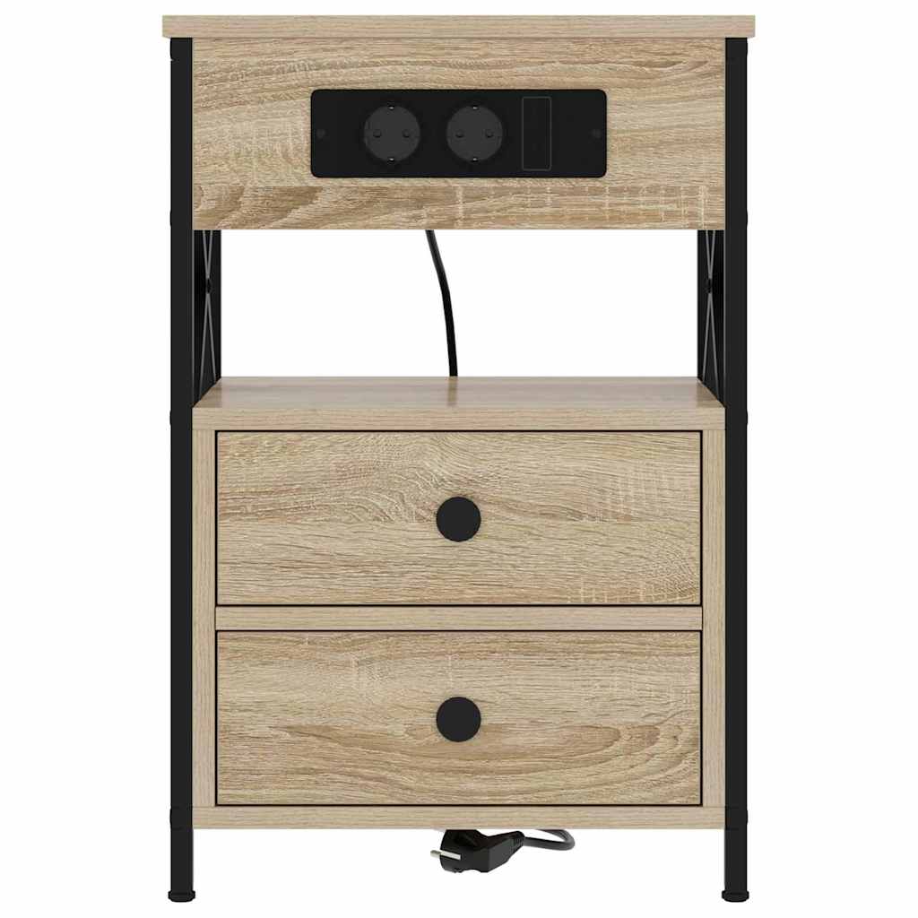 Noptiera cu sertar 2 pcs stejar sonoma 40 x 31 x 60 cm — imaginea 7
