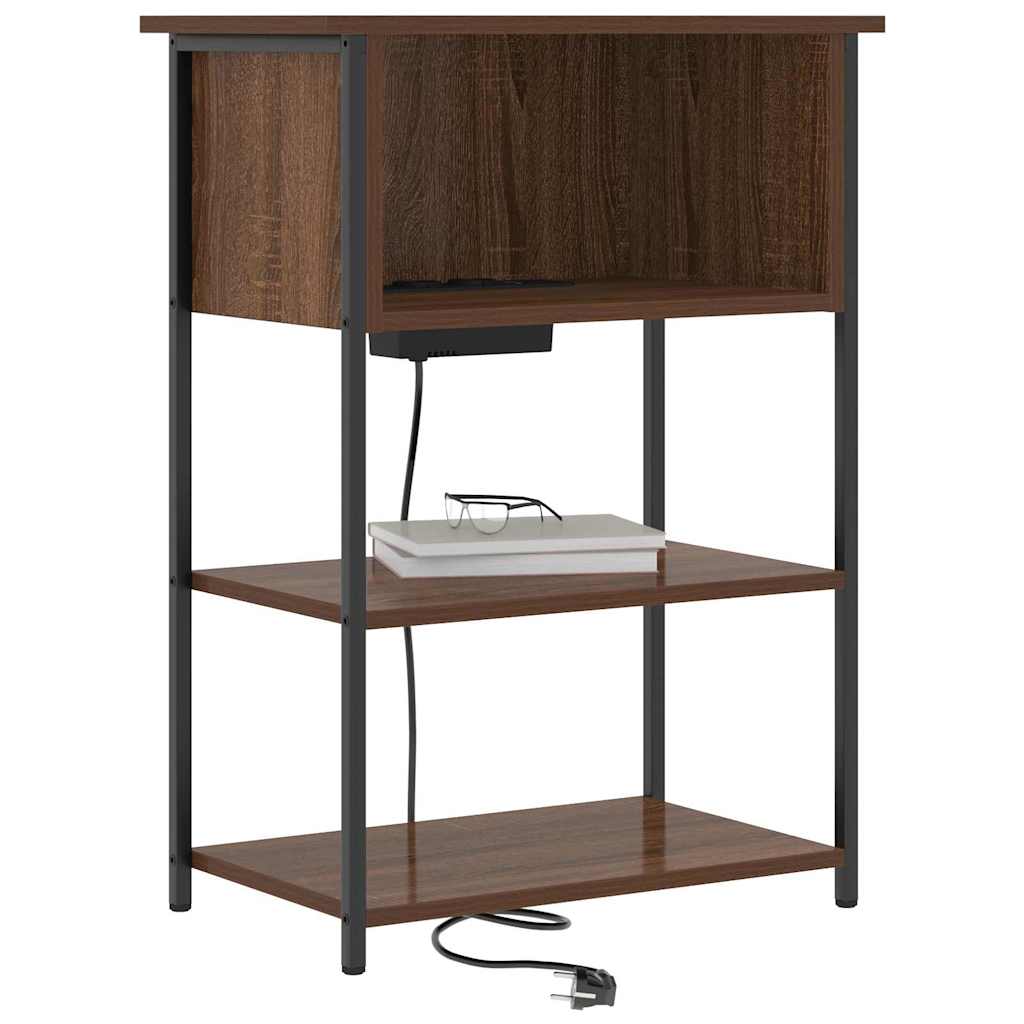 Noptiera stejar brun 55 x 31 x 76 cm Lemn compozit — imaginea 3