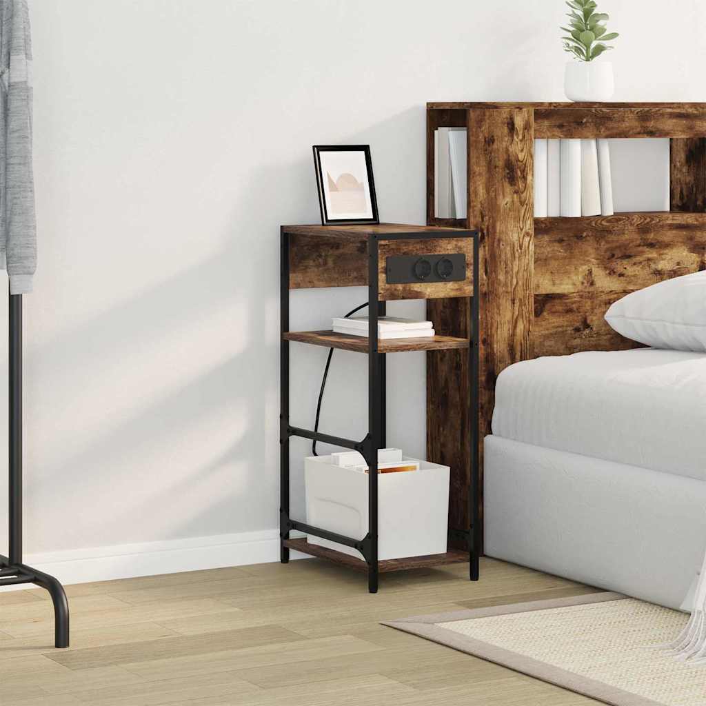 Noptiera stejar afumat 40 x 27 x 76 cm Lemn compozit — imaginea 4