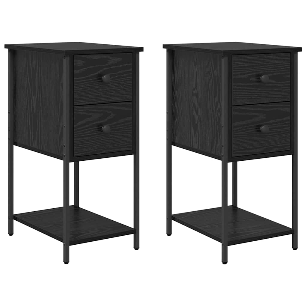 Noptiera cu sertar 2 pcs stejar negru 32 x 42 x 70 cm — imaginea 2