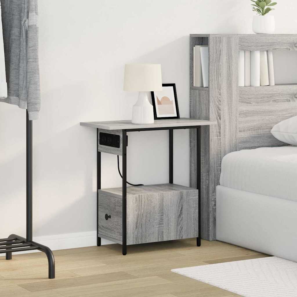 Noptiera sonoma gri 60 x 30 x 61 cm Lemn compozit — imaginea 5