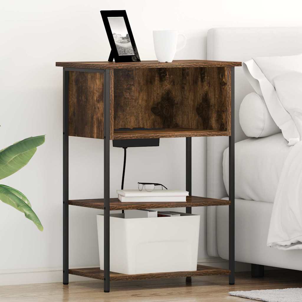 Noptiera stejar afumat 55 x 31 x 76 cm Lemn compozit — imaginea 2