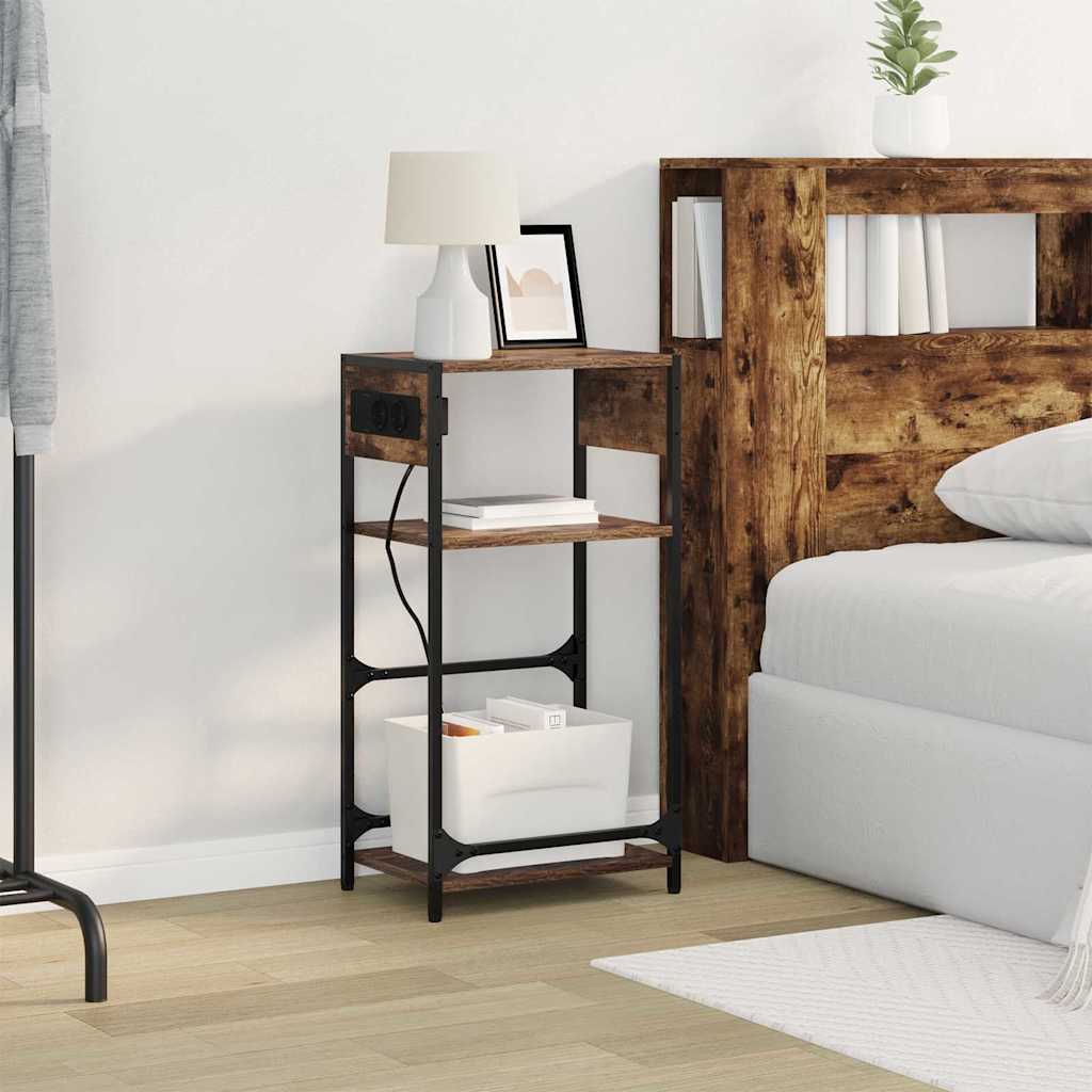 Noptiera stejar afumat 40 x 27 x 76 cm Lemn compozit — imaginea 5