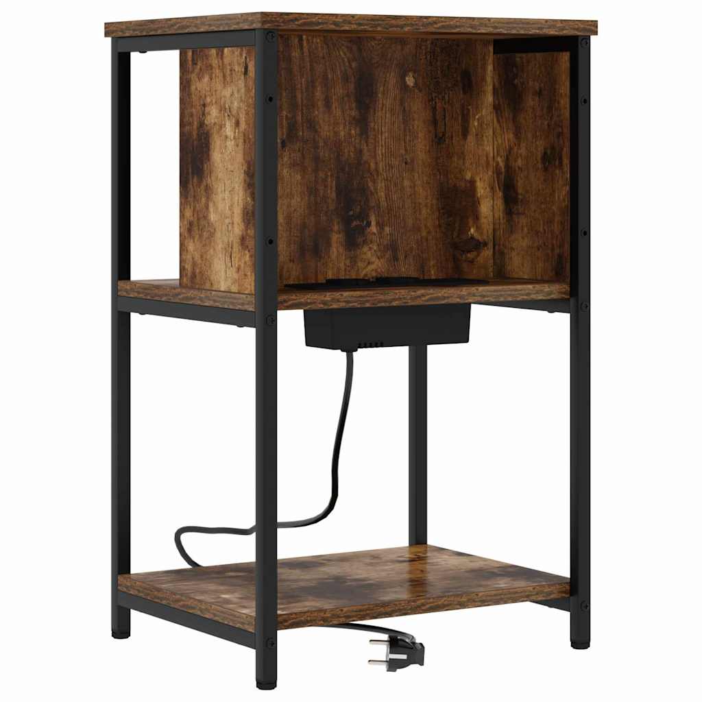 Noptiera 2 pcs stejar afumat 38 x 31 x 61 cm — imaginea 5