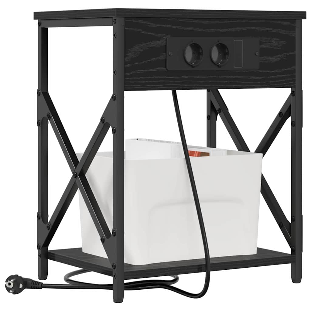 Noptiera stejar negru 41 x 31 x 51 cm Lemn compozit — imaginea 3