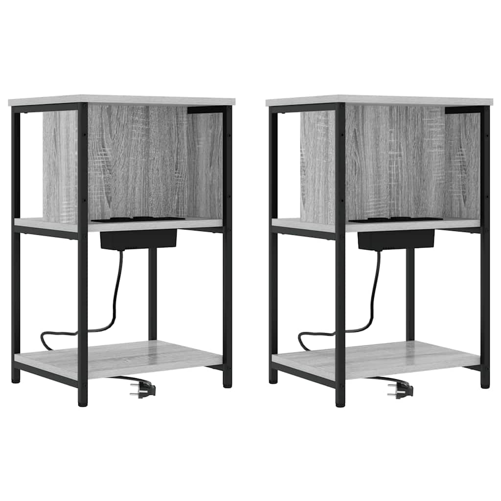 Noptiera 2 pcs sonoma gri 38 x 31 x 61 cm Lemn compozit — imaginea 2