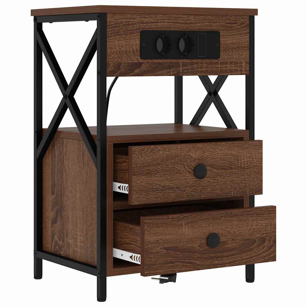 Noptiera 2 pcs stejar brun 40 x 31 x 60 cm Lemn compozit — imaginea 5