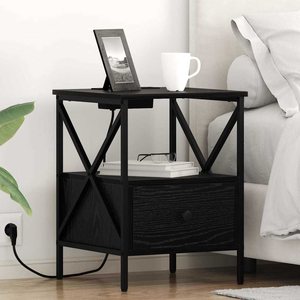 Noptiera stejar negru 41.5 x 40.5 x 55 cm Lemn compozit — imaginea 2