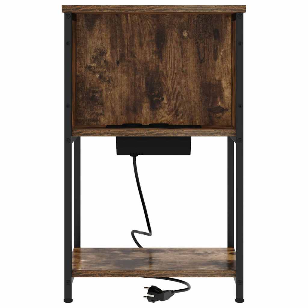 Noptiera 2 pcs stejar afumat 38 x 31 x 61 cm — imaginea 6