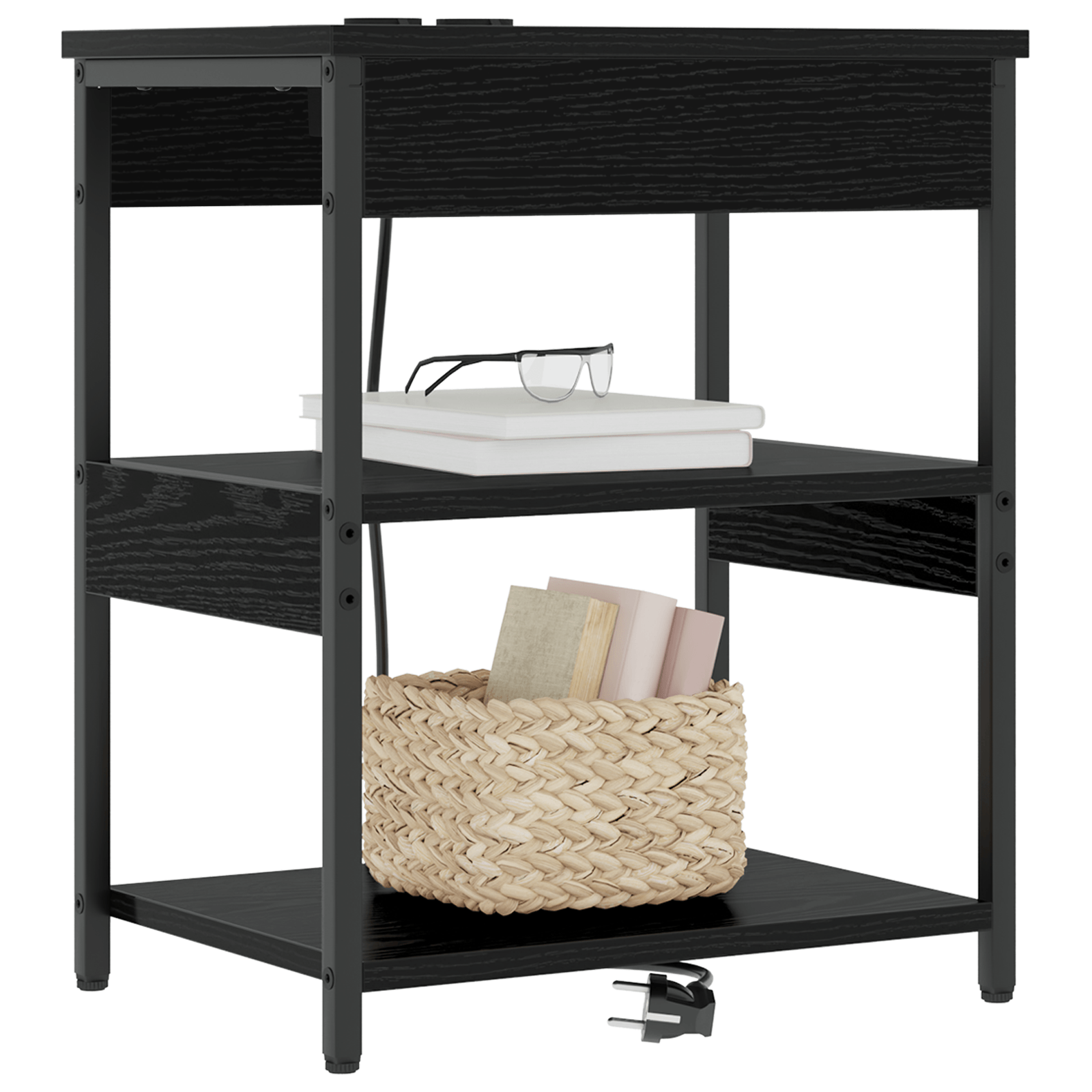 Noptiera stejar negru 41 x 31 x 51 cm Lemn compozit — imaginea 3