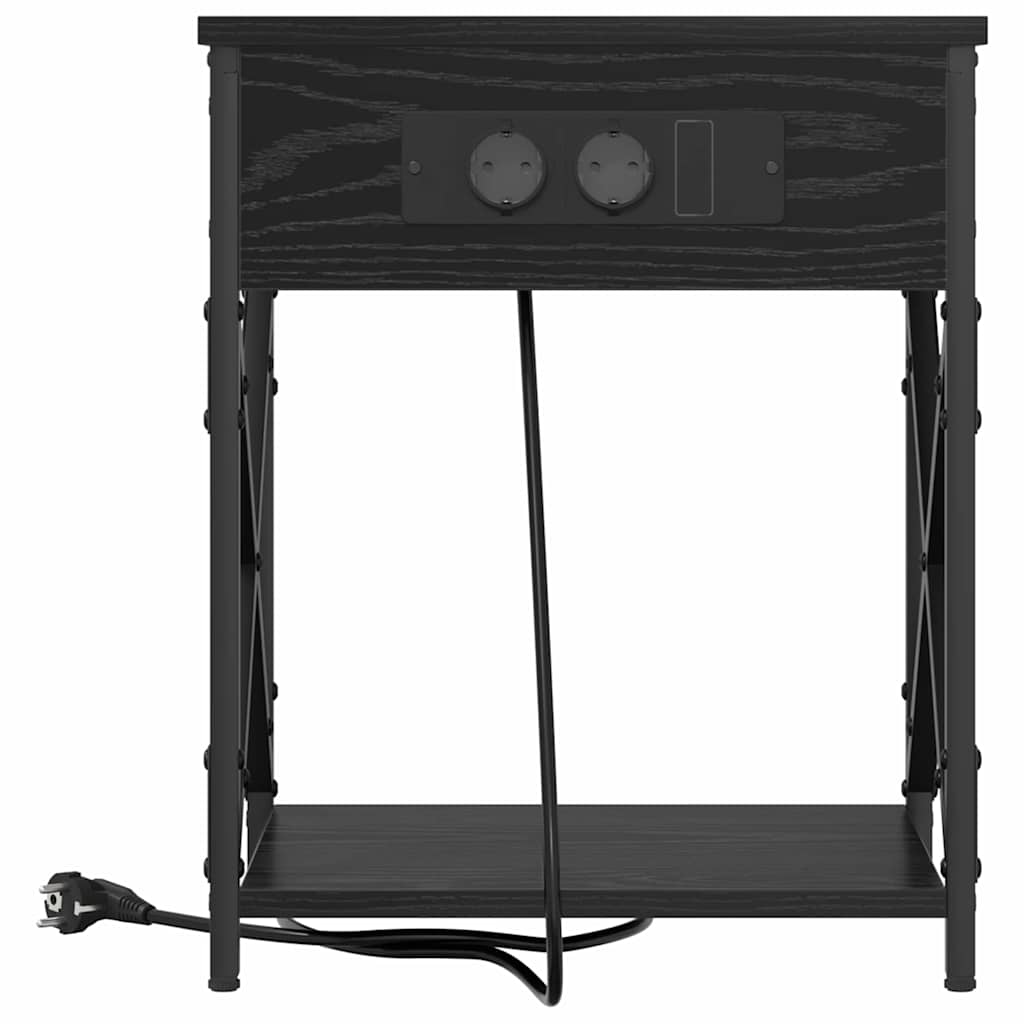 Noptiera stejar negru 41 x 31 x 51 cm Lemn compozit — imaginea 5