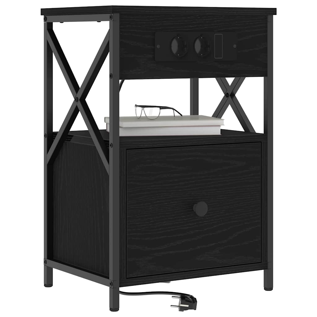 Noptiera stejar negru 40 x 31 x 60 cm Lemn compozit — imaginea 3