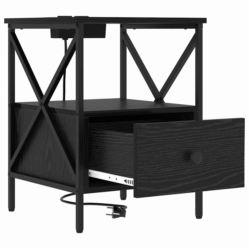 Noptiera stejar negru 41.5 x 40.5 x 55 cm Lemn compozit — imaginea 5