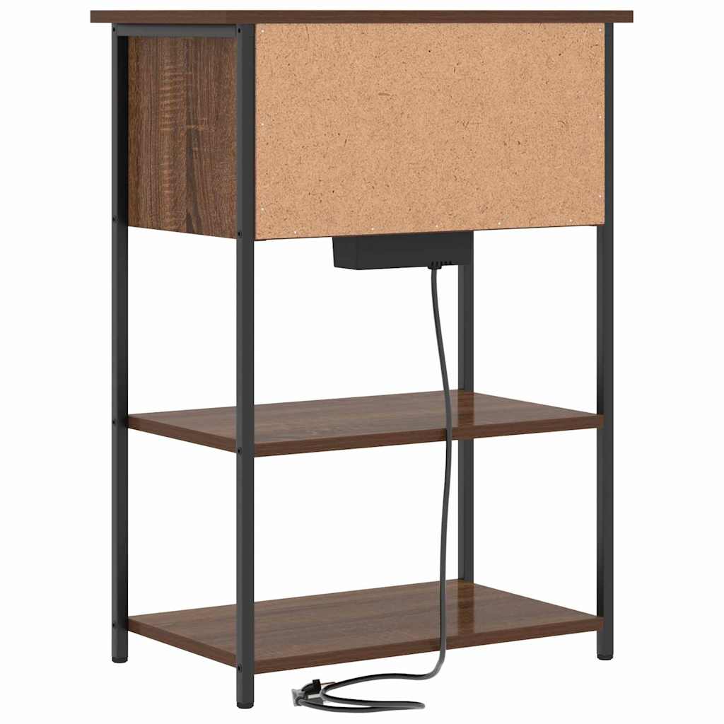 Noptiera stejar brun 55 x 31 x 76 cm Lemn compozit — imaginea 7