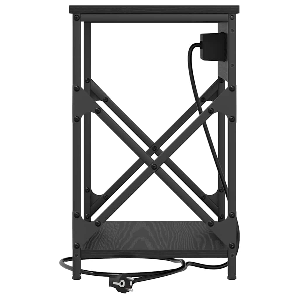 Noptiera stejar negru 41 x 31 x 51 cm Lemn compozit — imaginea 6