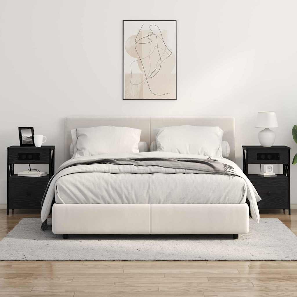 Noptiera stejar negru 40 x 31 x 60 cm Lemn compozit — imaginea 4