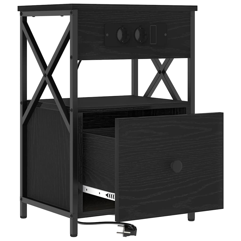 Noptiera stejar negru 40 x 31 x 60 cm Lemn compozit — imaginea 5